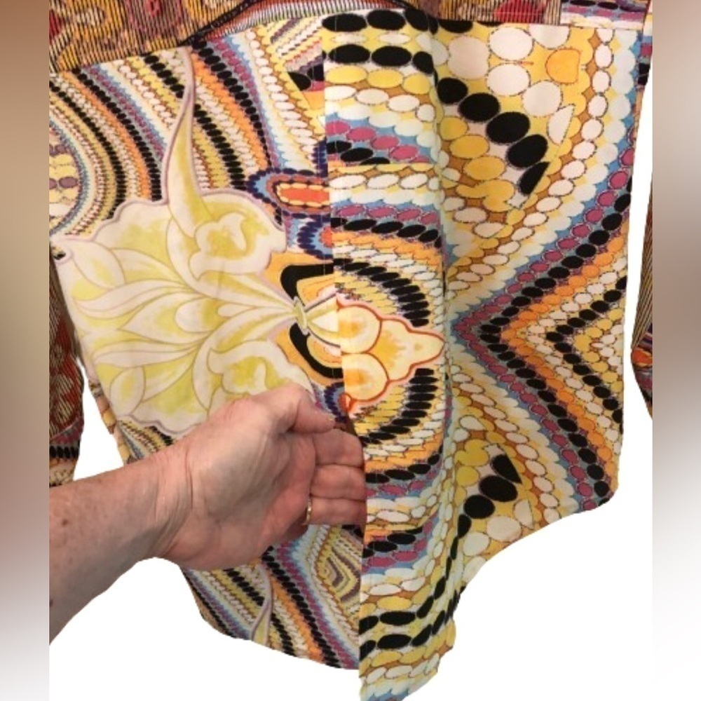 Mesmerize 70’s print button down long sleeve shirt SZ M psychedelic - Picture 7 of 7